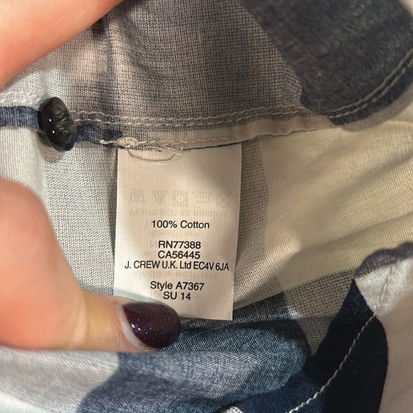 Madewell Bleeding Blue and White Plaid Women's Button-Up High Low Hem Top Small - Picture 7 of 7